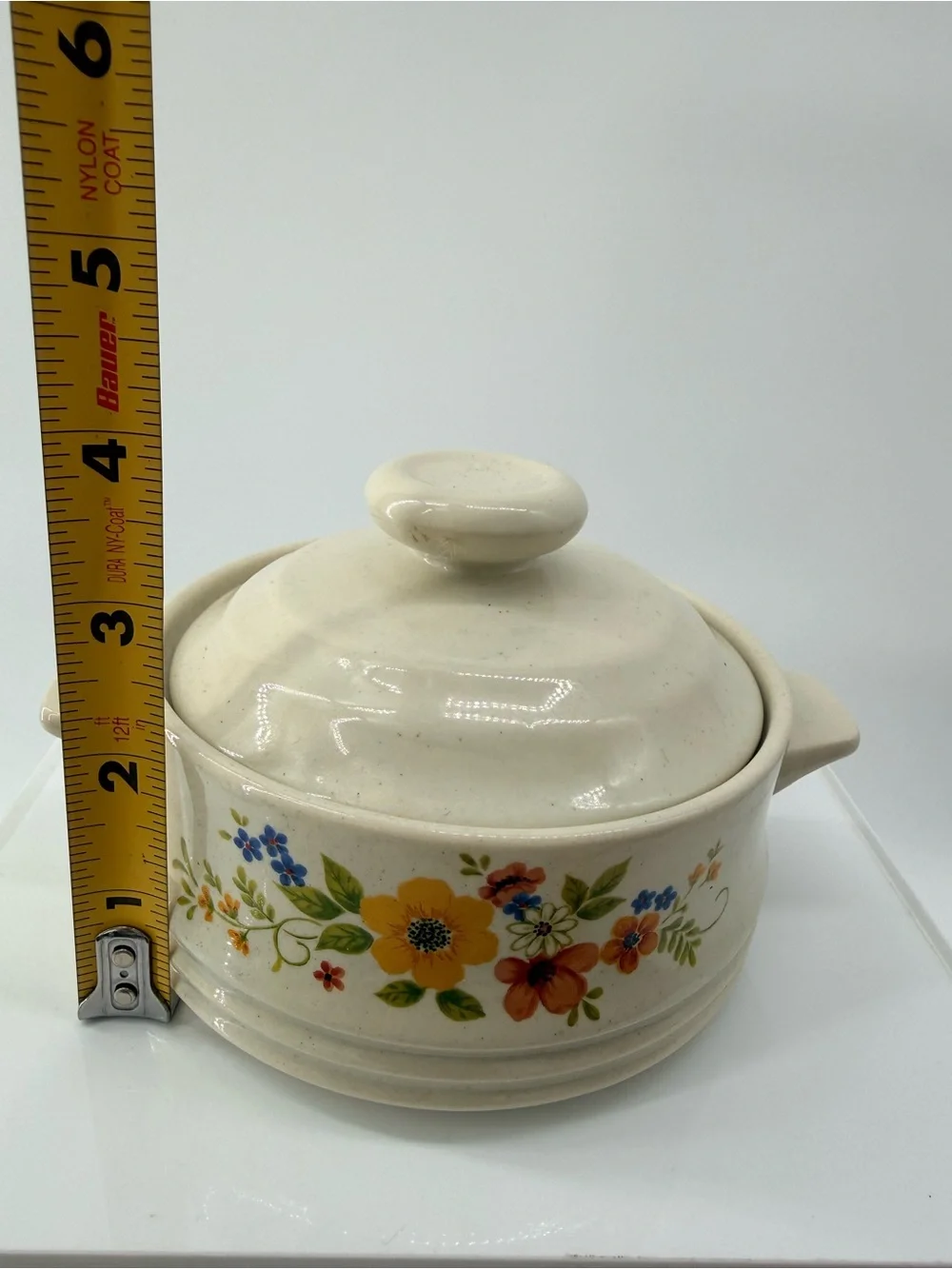 Cream Floral Ceramic Casserole with Lid - Decorative Serveware